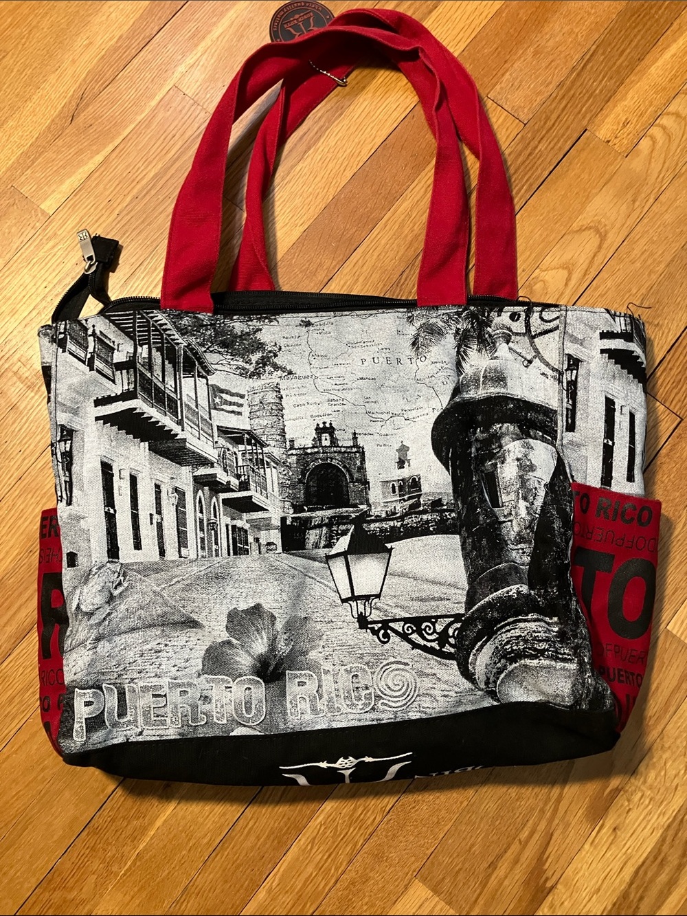 Robin Ruth Screen Printed Puerto Rico Zippered Tote Bag